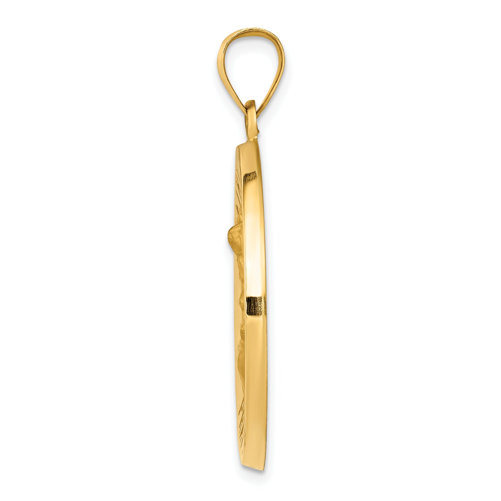 14k Polished and Satin St Michael Medal Hollow Pendant