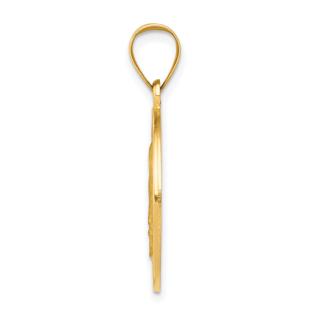 14k Polished and Satin Mother Teresa Medal Hollow Pendant