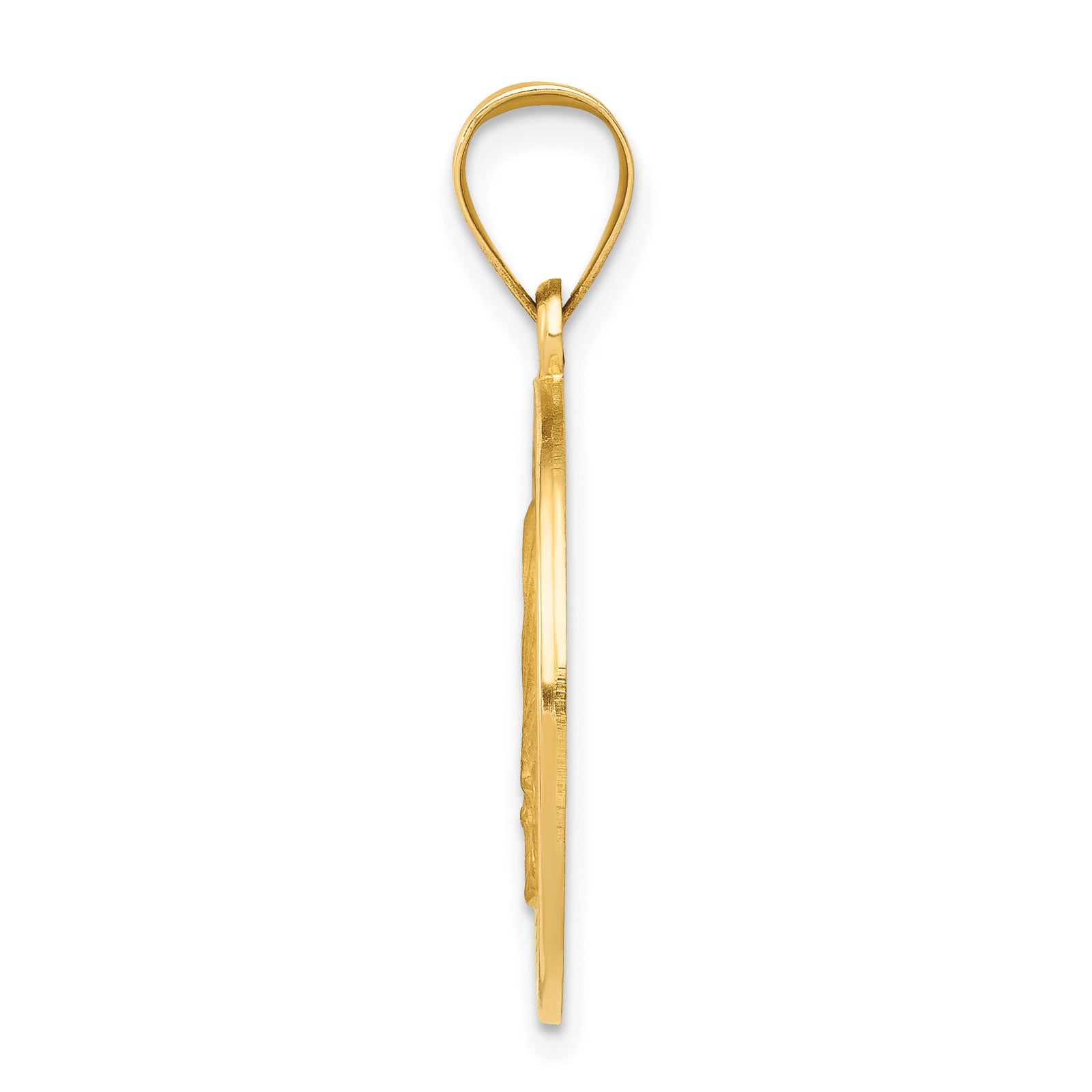 14k Polished and Satin Mother Teresa Medal Hollow Pendant