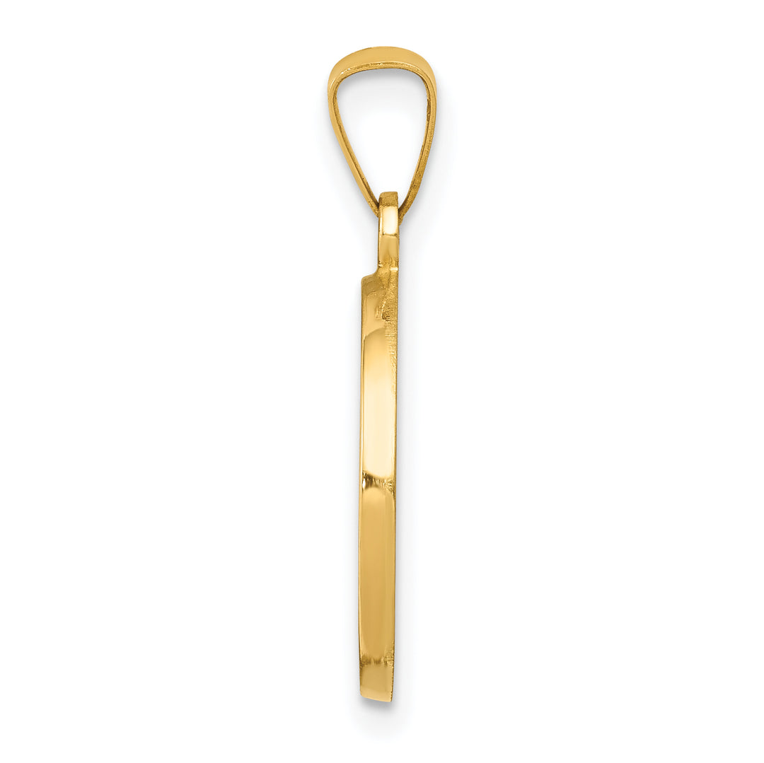 14k Polished/Satin First Holy Communion Medal Hollow Pendant