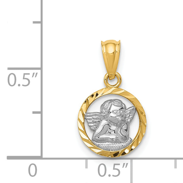 14K w/Rhodium Cherub Pendant
