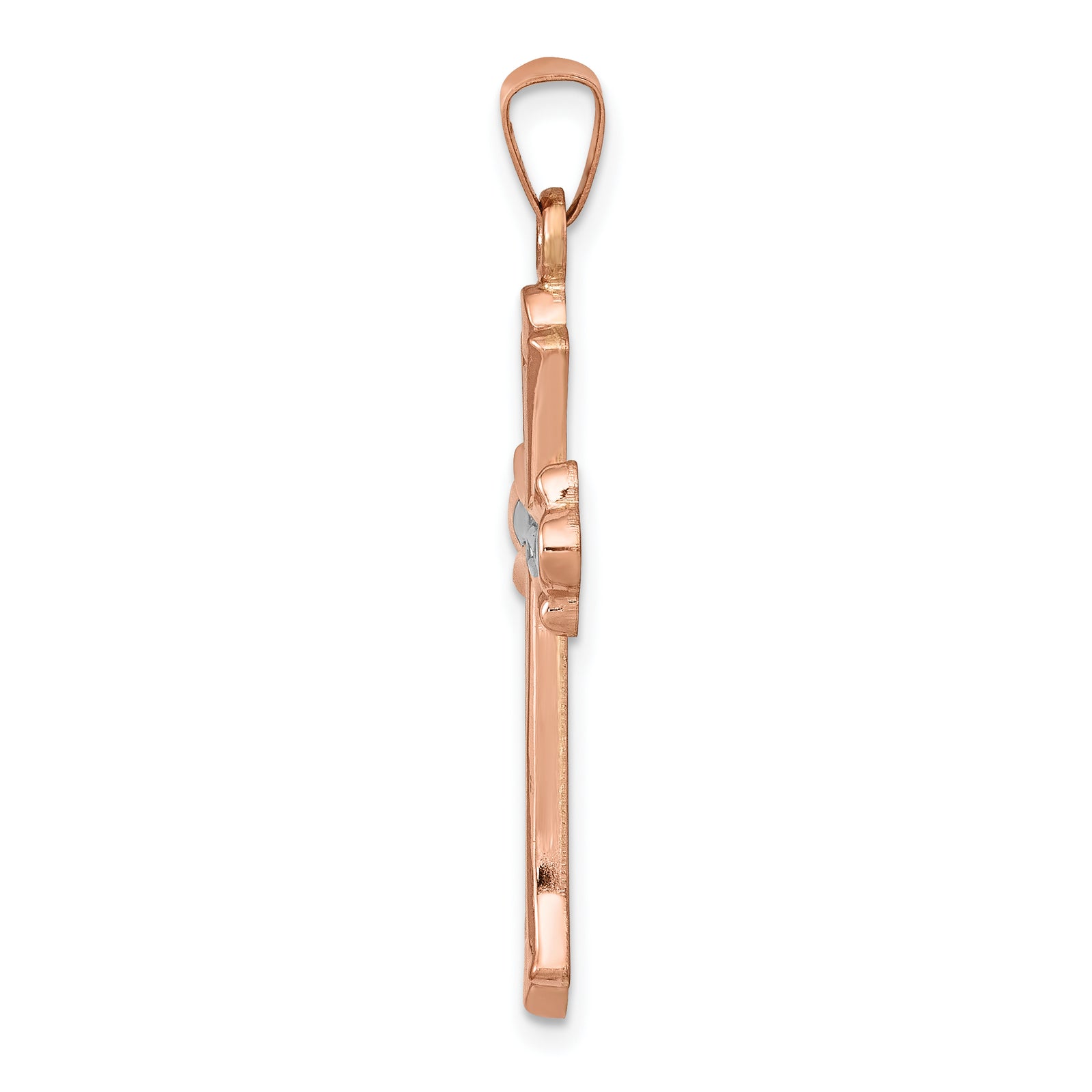 14K Rose Gold W/ White Rhodium Cross Pendant