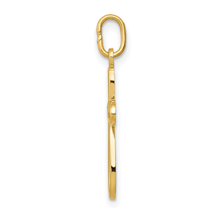 14k Gold Polished Small Ribbon Cross Pendant