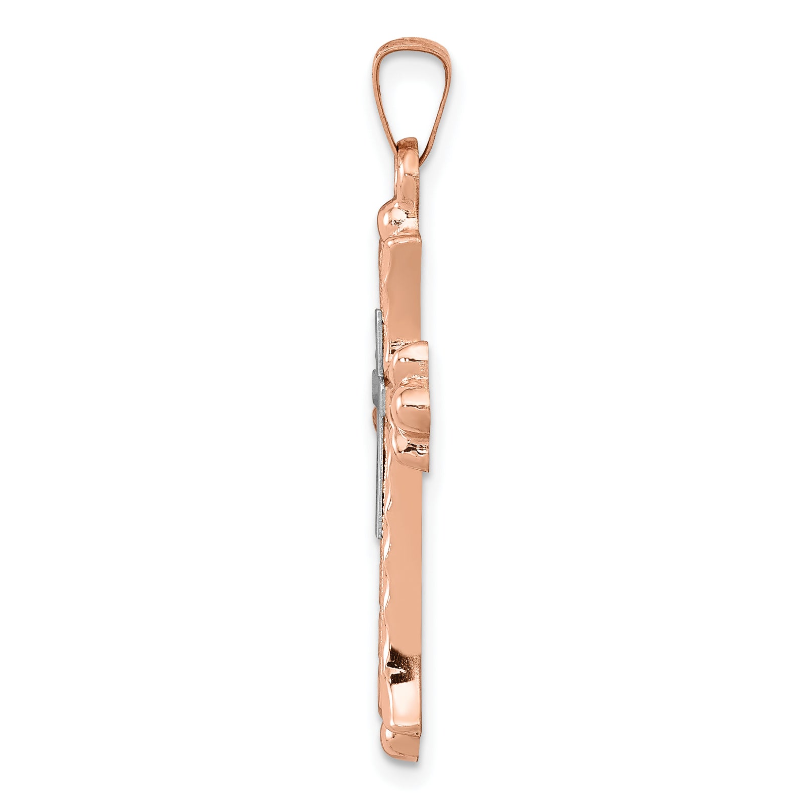 14K Two-Tone Budded Cross Pendant