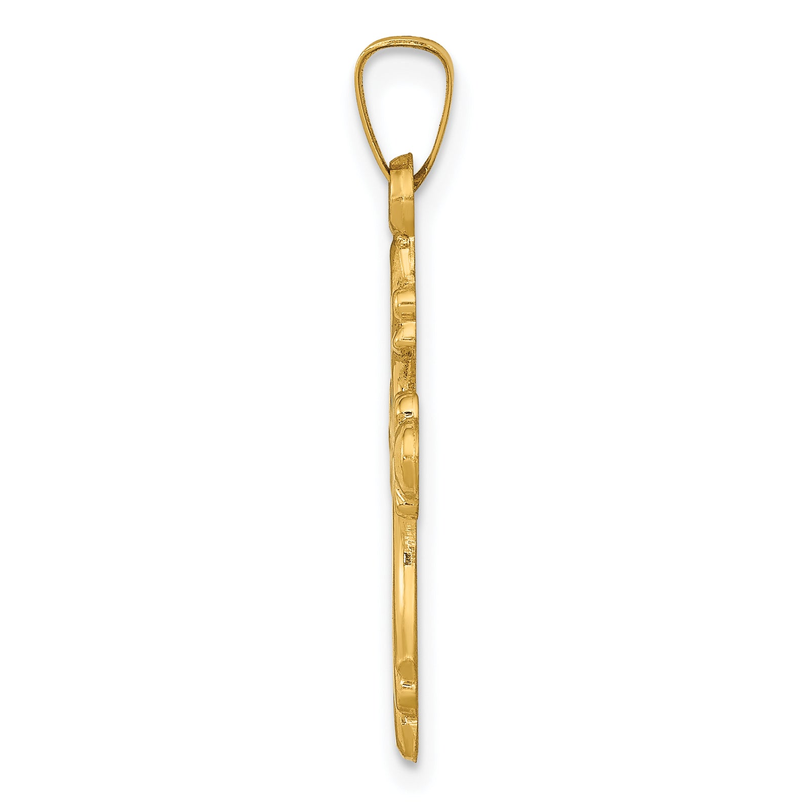 14k Polished Fleur De Lis Cross Pendant