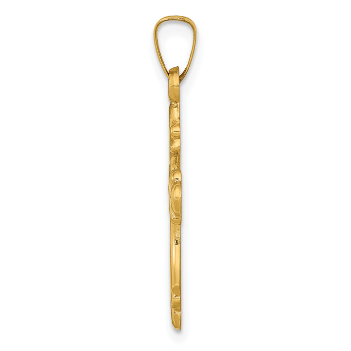 14k Polished Fleur De Lis Cross Pendant
