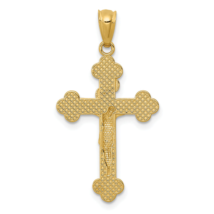 14k Gold Polished INRI Medium Crucifix Pendant