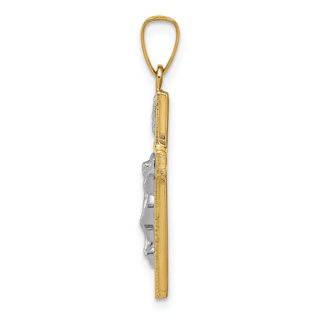 14K w/Rhodium Polished Inri Crucifix Pendant