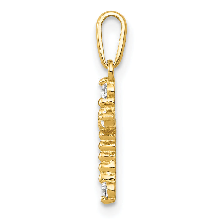 14k Polished Beaded CZ Cross Charm