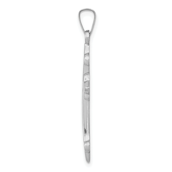 14k White Gold Polished Fleur de Lis Cross Pendant
