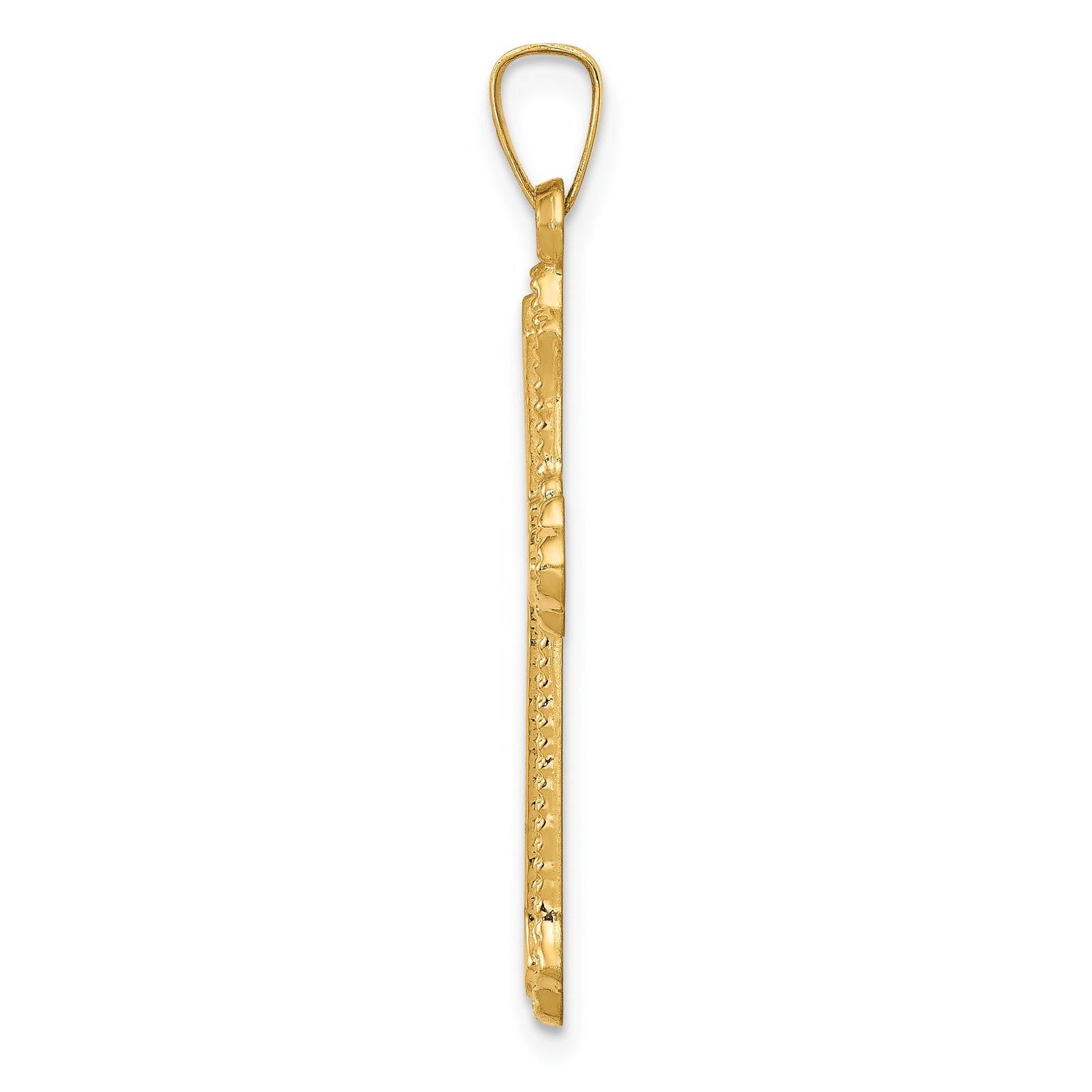 14k Polished Fleur de Lis Cross Pendant
