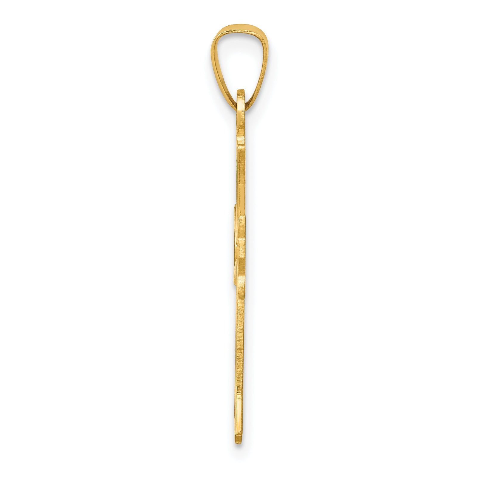 14k Polished Cut-out Fleur de Lis Cross Pendant