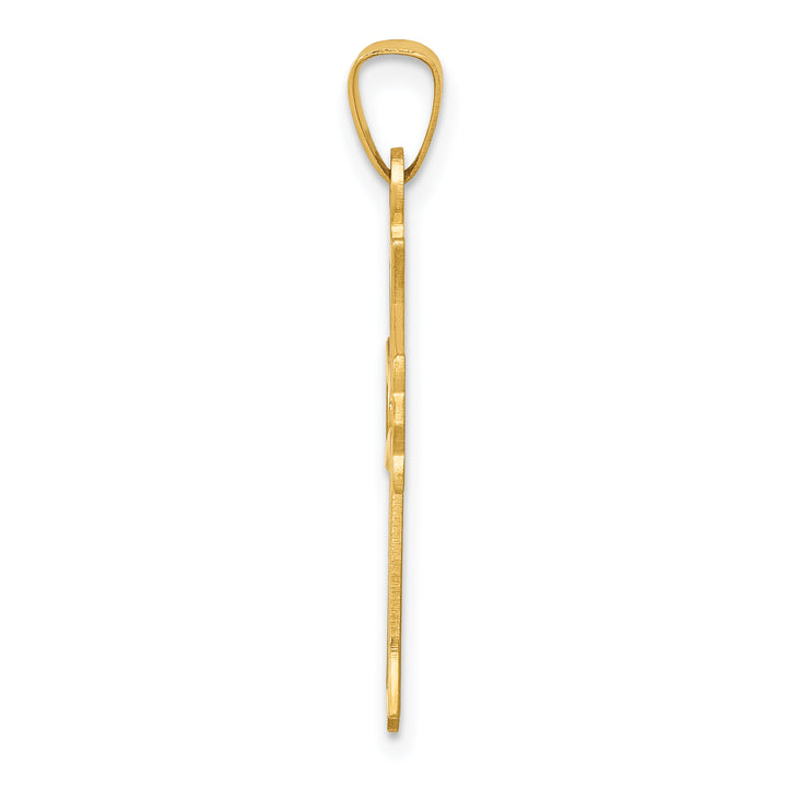 14k Polished Cut-out Fleur de Lis Cross Pendant