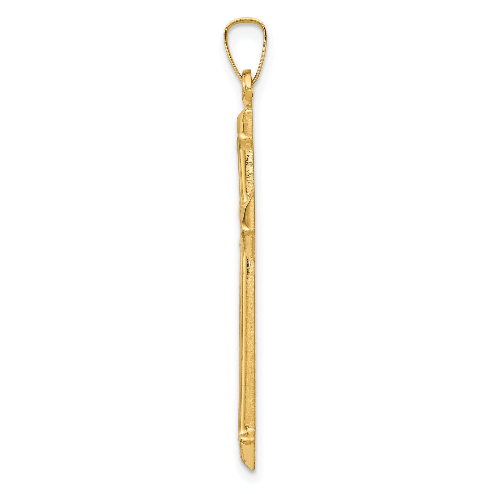 14k w/Rhodium Polished and Textured Passion Cross Pendant