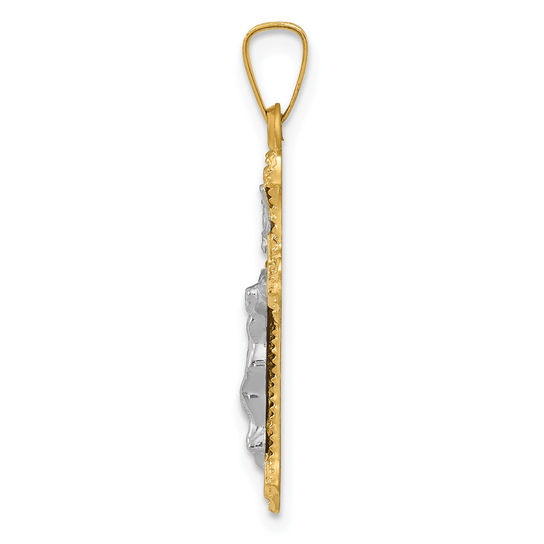 14k Two-tone Polished INRI Crucifix Pendant