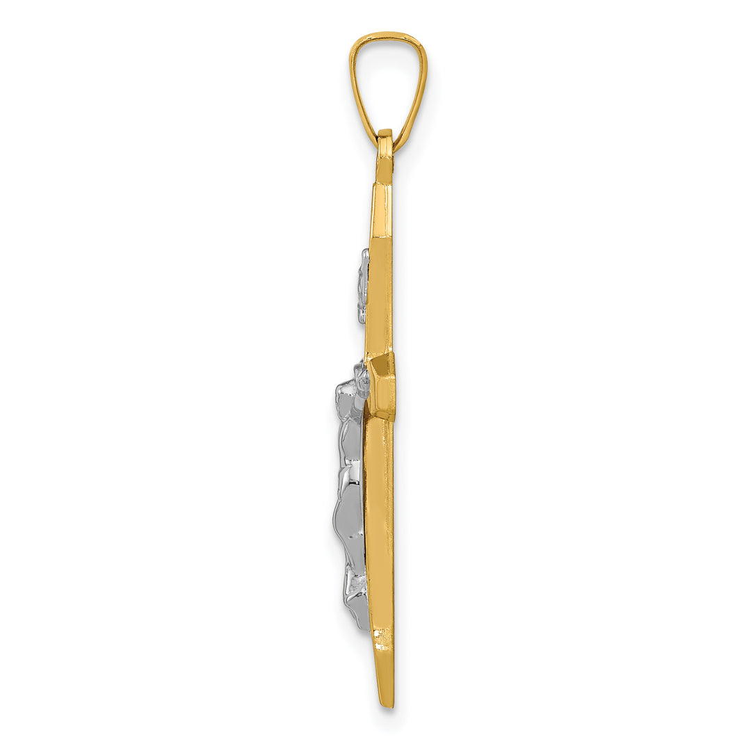 14k Two-tone Polished INRI Crucifix Pendant