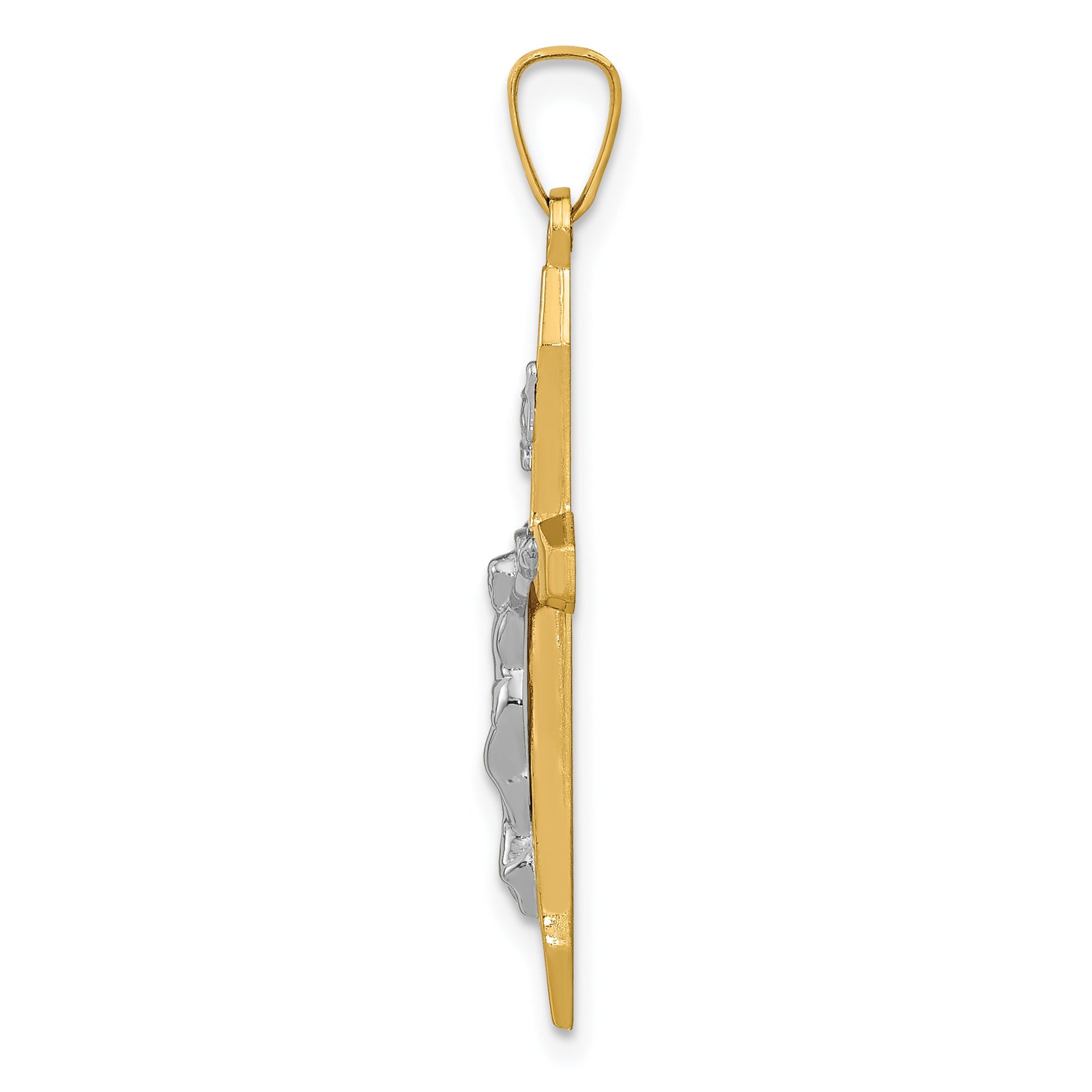 14k Two-tone Polished INRI Crucifix Pendant