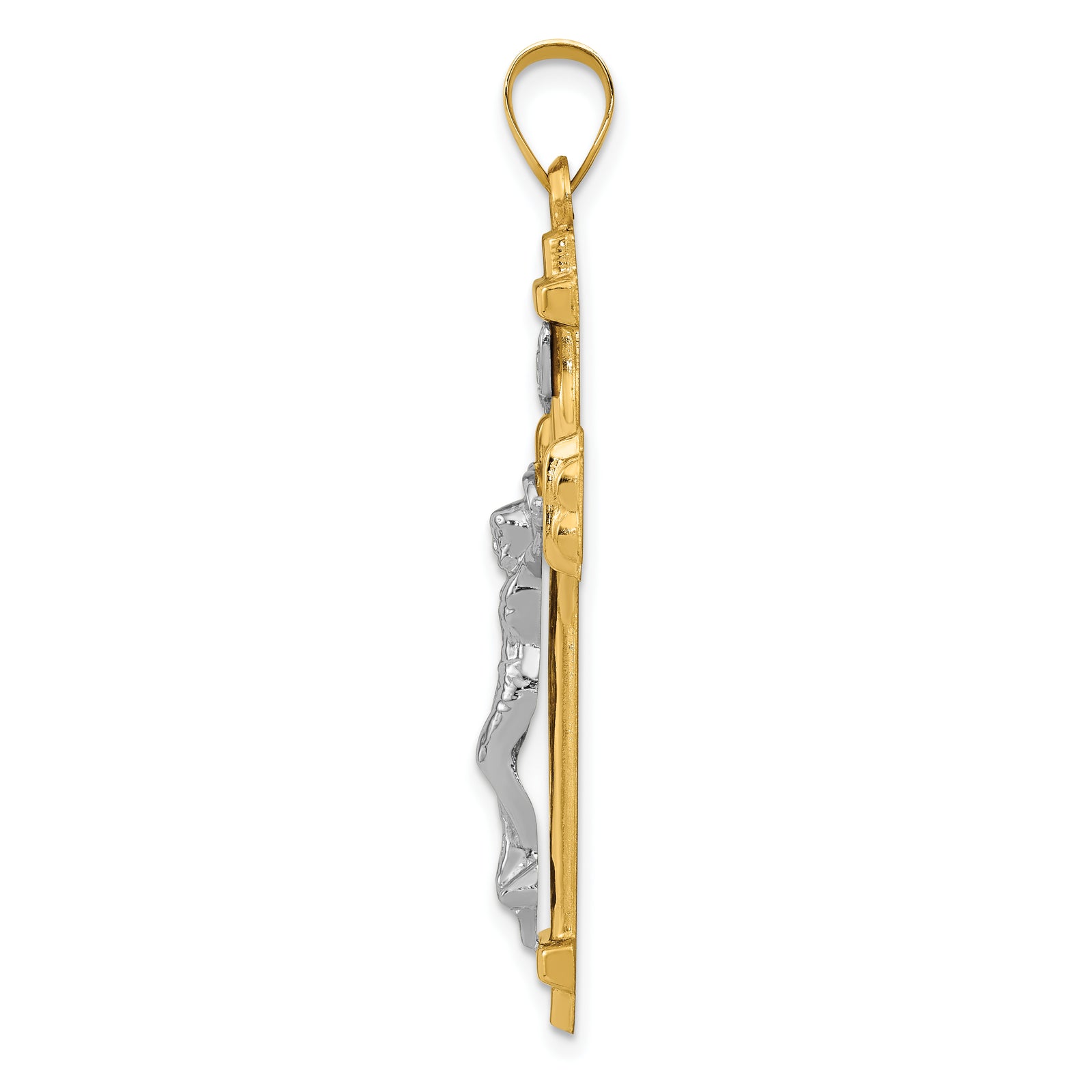 14k Two-tone Polished INRI Crucifix Pendant