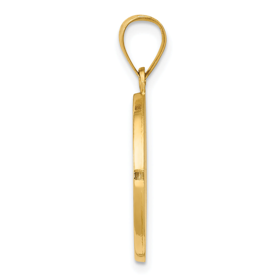 14K Polished Satin Hollow Divino Nino Round Medal Pendant