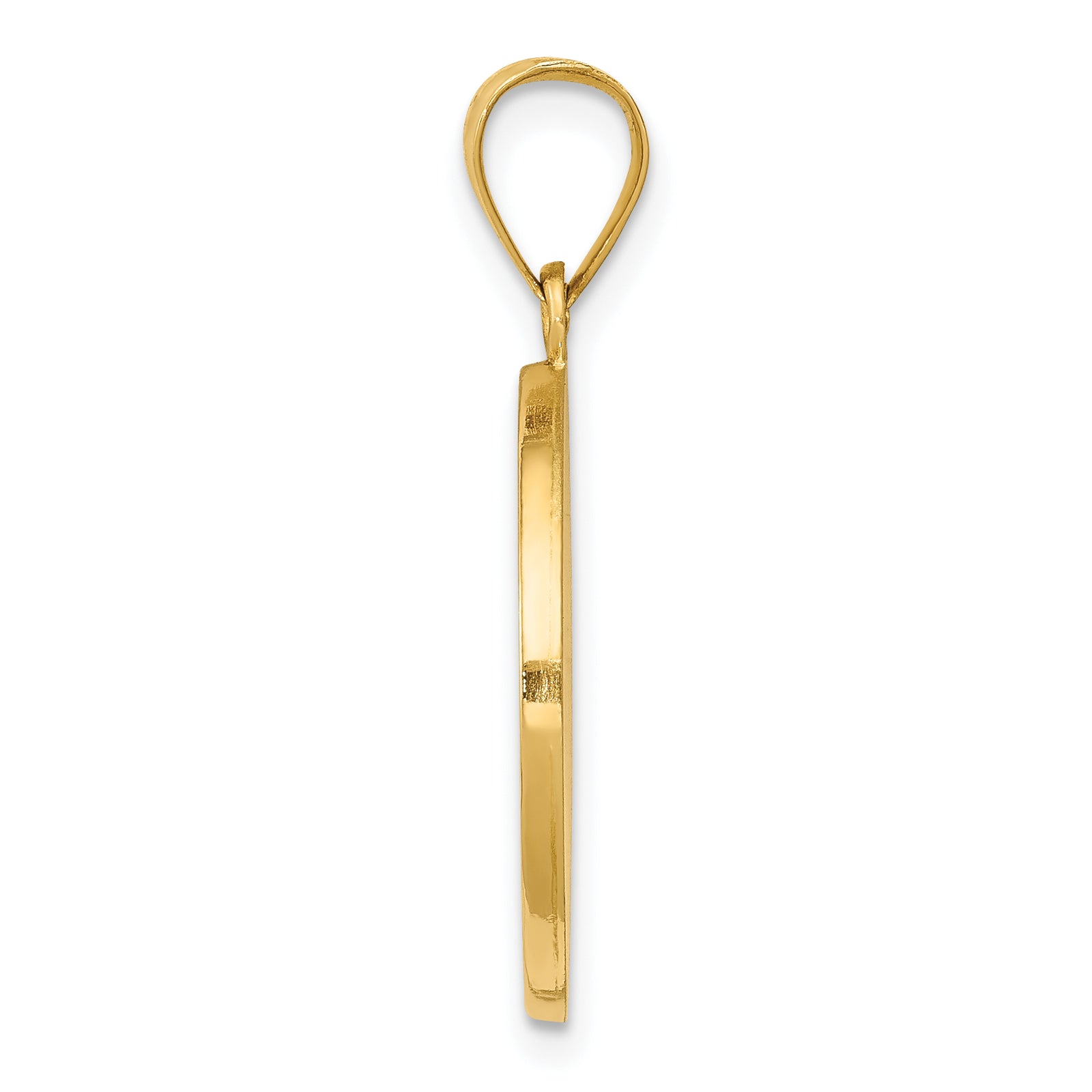 14K Polished Satin Hollow Divino Nino Round Medal Pendant