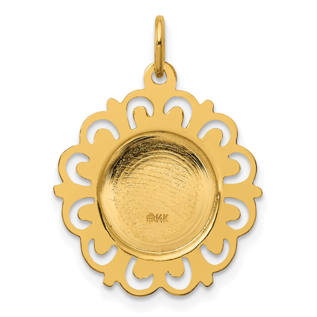 14k Polished/Satin Spanish Guardian Angel Medal Hollow Pendant