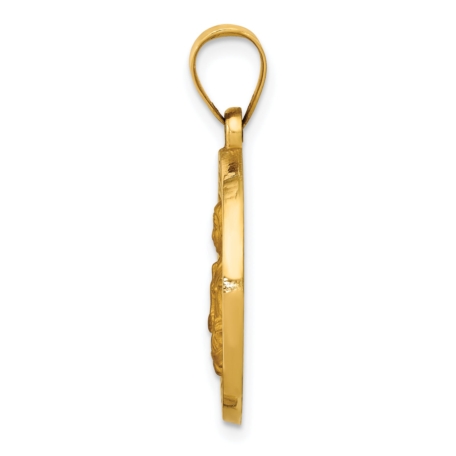 14K Polished/Satin St. Brigid Hollow Medal Pendant