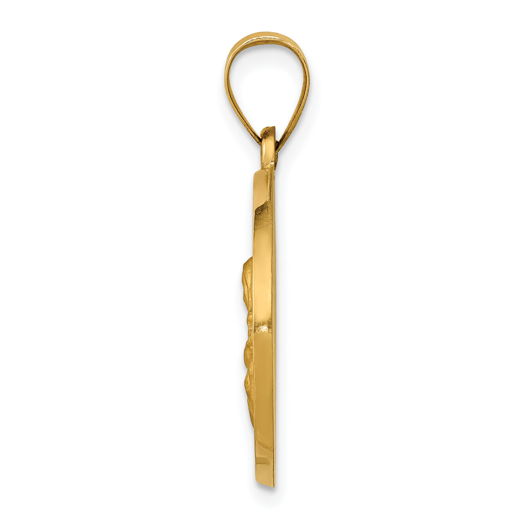 14K Polished/Satin St. Catherine Hollow Medal Pendant