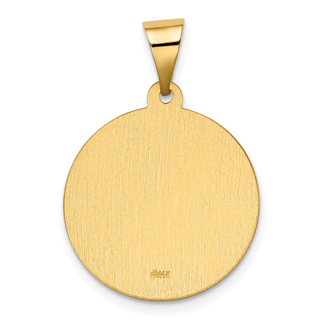 14K Polished/Satin Hollow Spanish St. Gabriel Medal Pendant