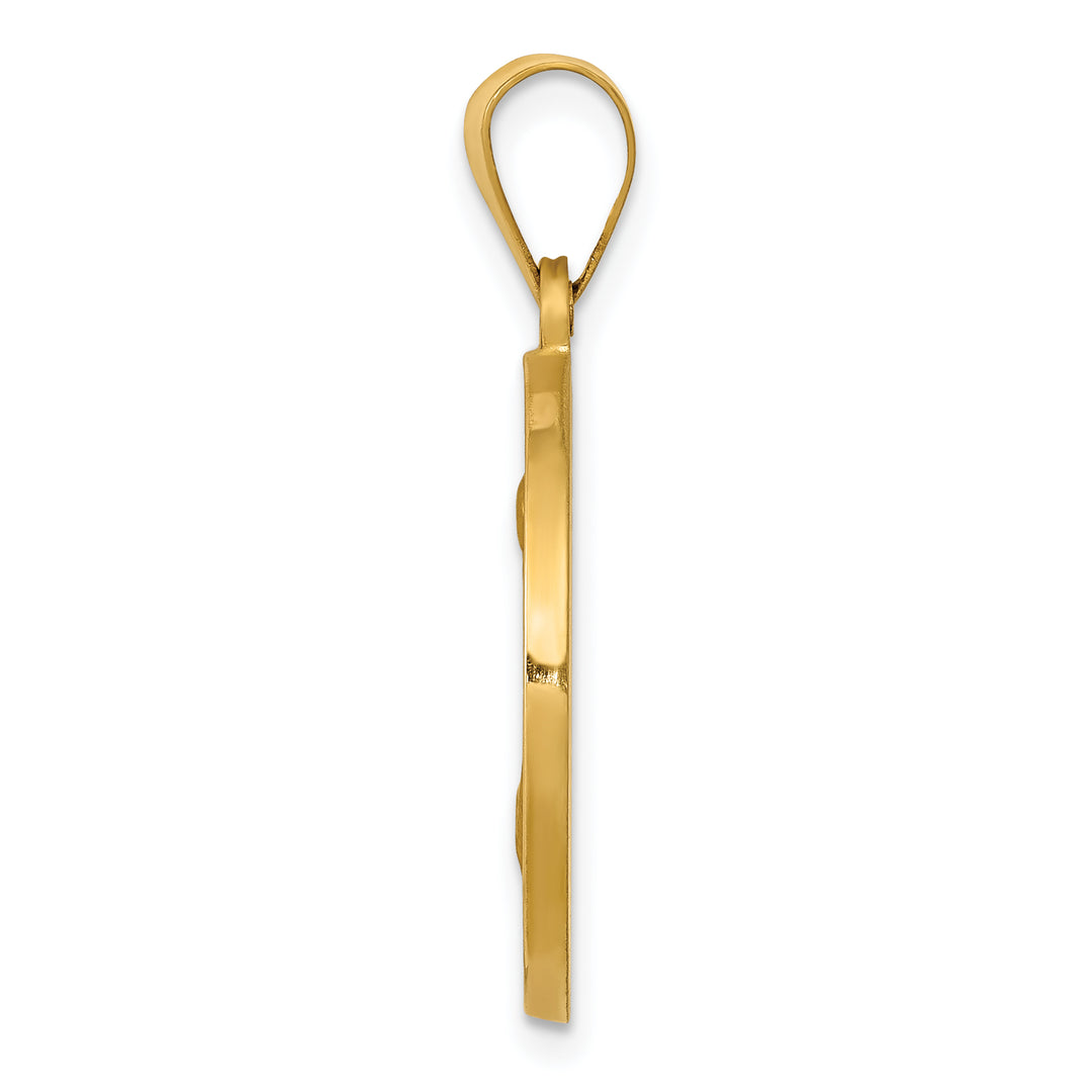 14K Polished/Satin Hollow Spanish San Jose Medal Pendant