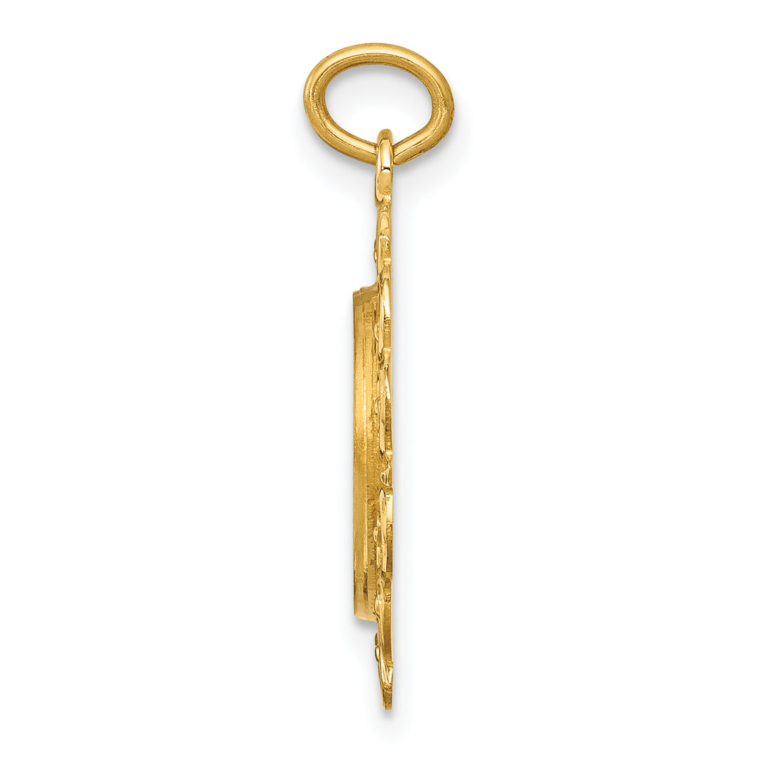 14k Polished/Satin Spanish 1st Communion Medal Hollow Pendant