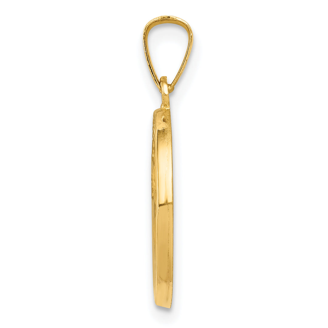 14k Polished/Satin Spanish 1st Communion Medal Hollow Pendant