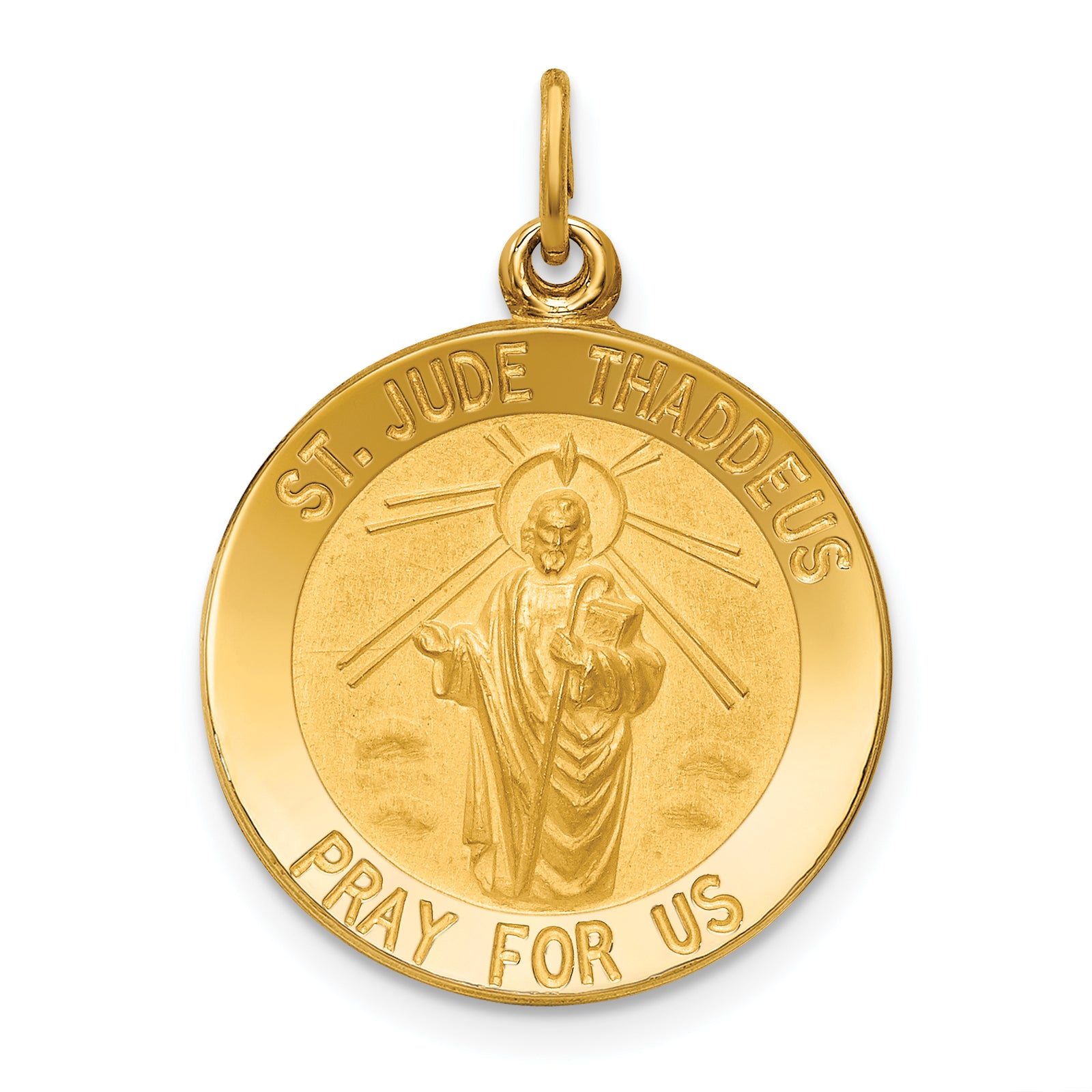 14k Solid Polished/Satin Small Round St. Jude Thaddeus Medal