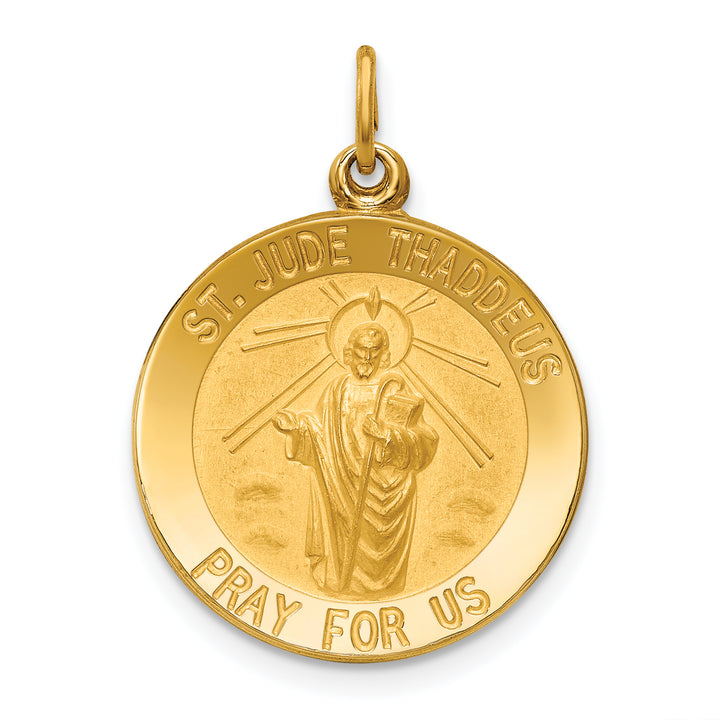 14k Solid Polished/Satin Small Round St. Jude Thaddeus Medal