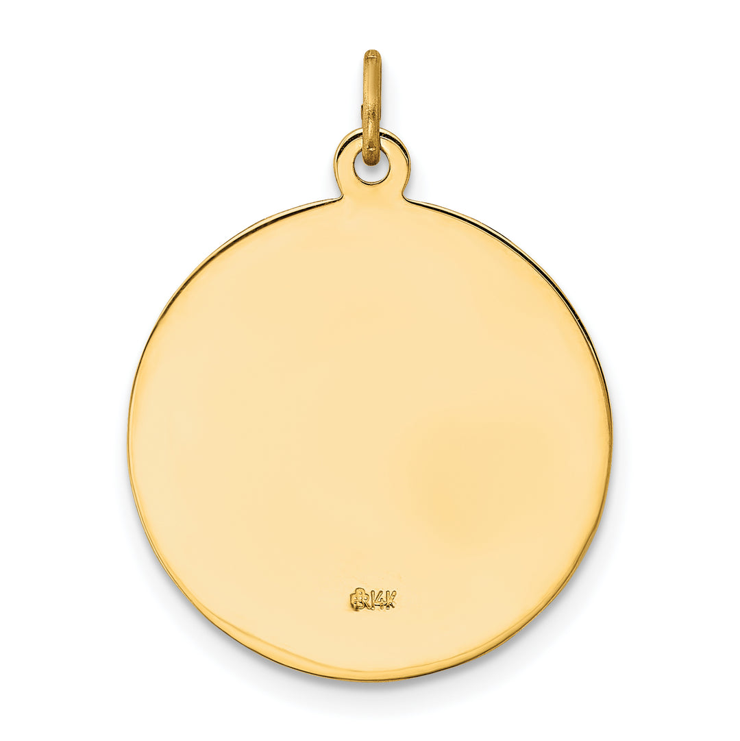 14k Polished and Satin Solid St. Michael Medal Round Pendant