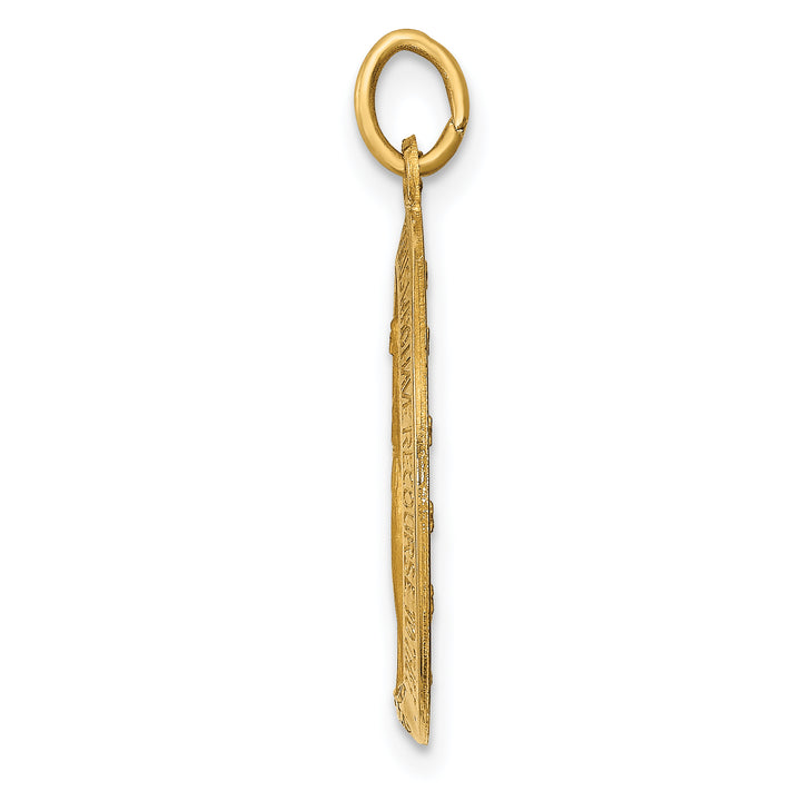 14k Solid Polished and Satin Oval Miraculous Medal