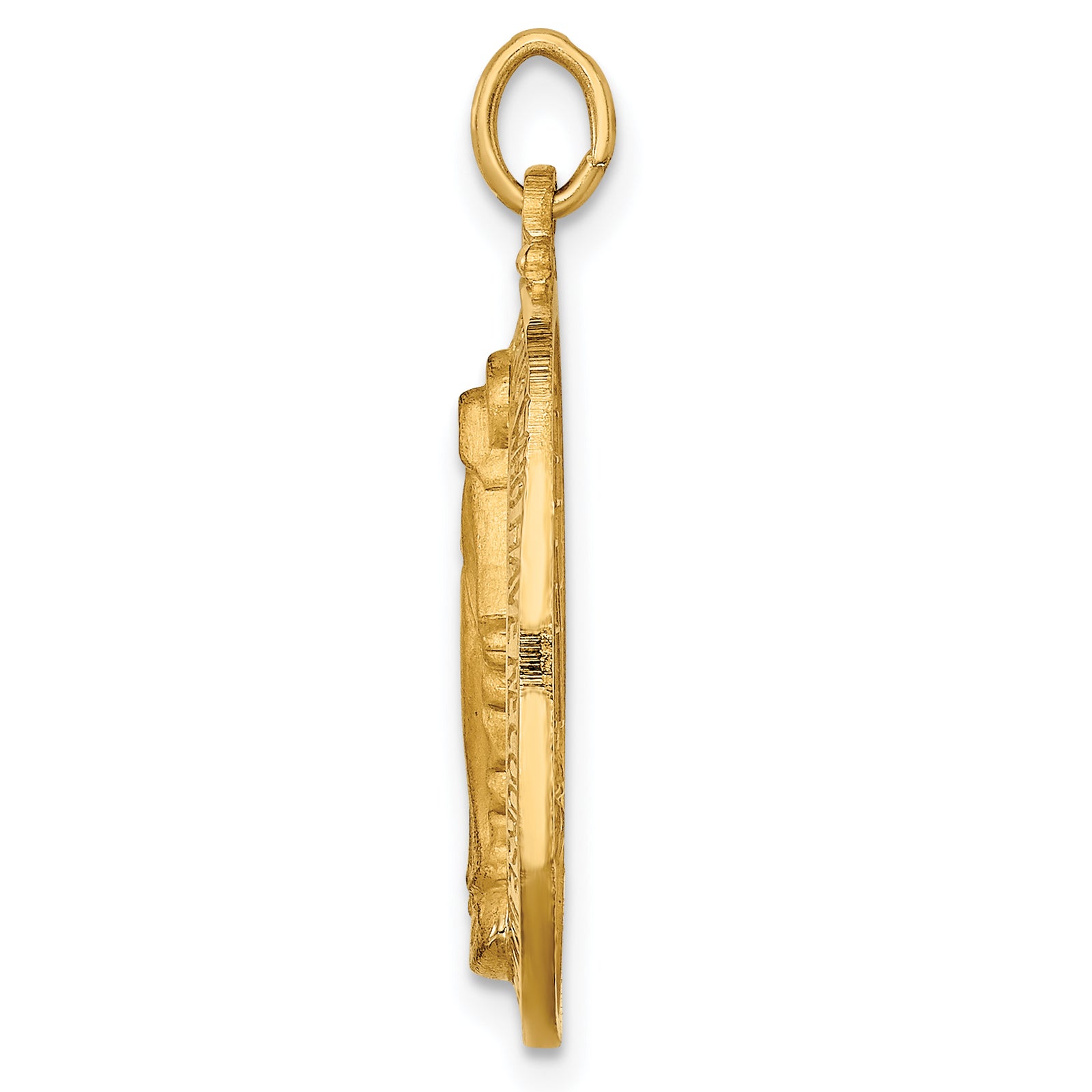 14k Solid Polished/Satin Medium Oval Miraculous Medal