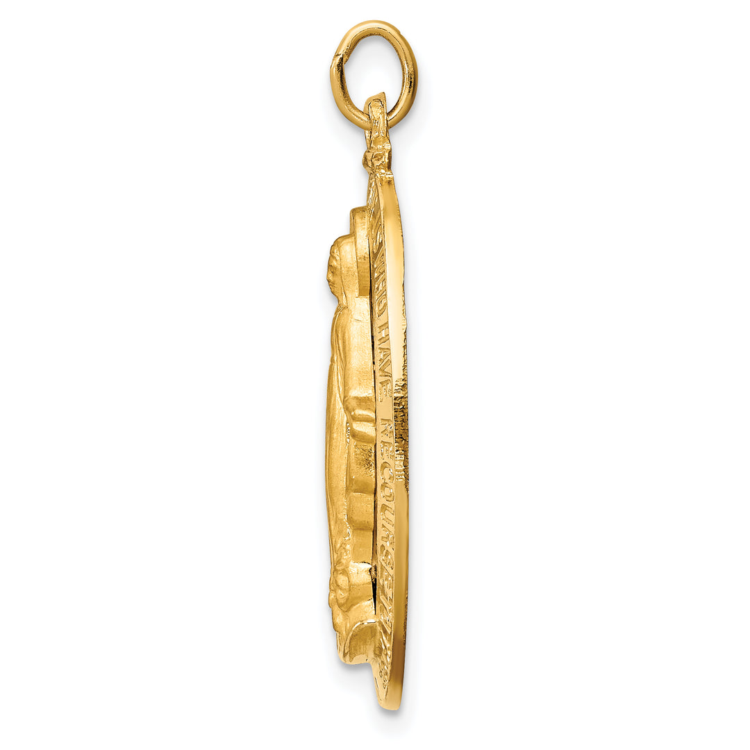 14k Solid Polished/Satin Large Oval Miraculous Medal