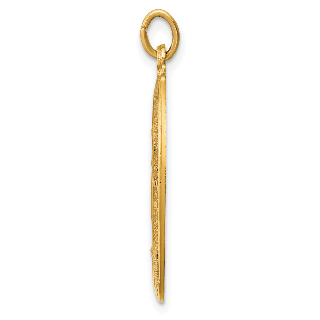 14k Solid Polished/Satin Medium Oval Miraculous Medal