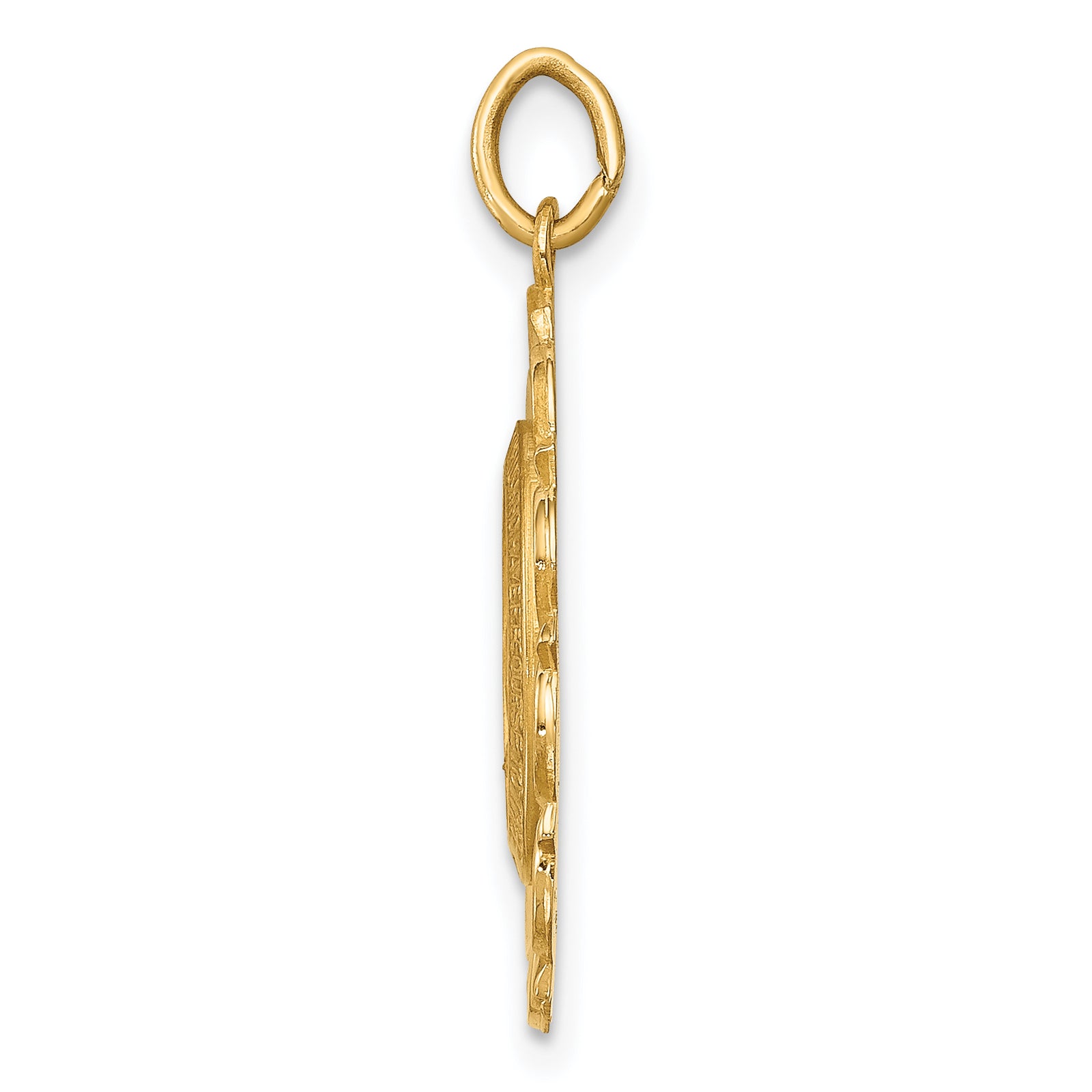 14k Solid Polished/Satin Small Fancy Oval Miraculous Medal