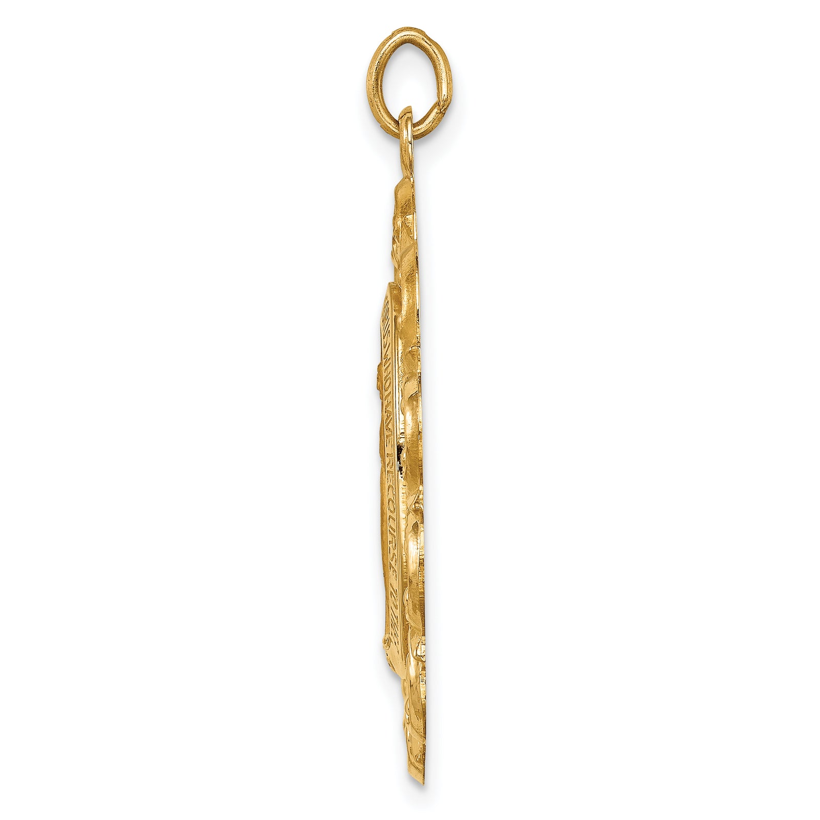 14k Solid Polished/Satin Fancy Pierced Oval Miraculous Medal