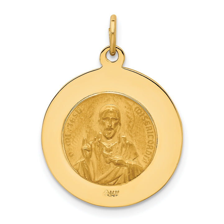 14K Solid Small Queen Of Holy Scapular Reversible Medal