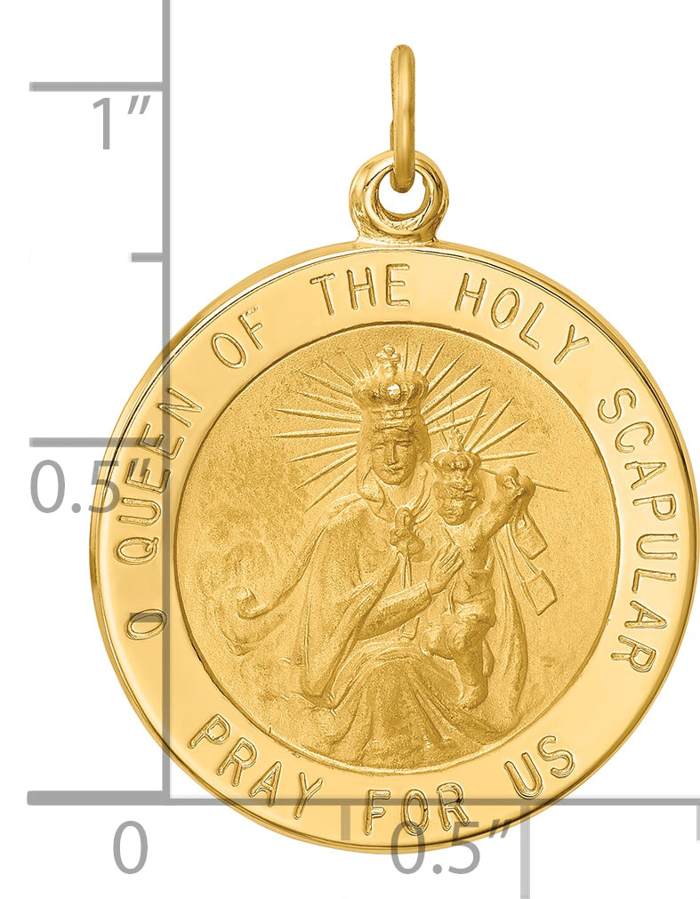 14K Solid Large Queen Of Holy Scapular Reversible Medal