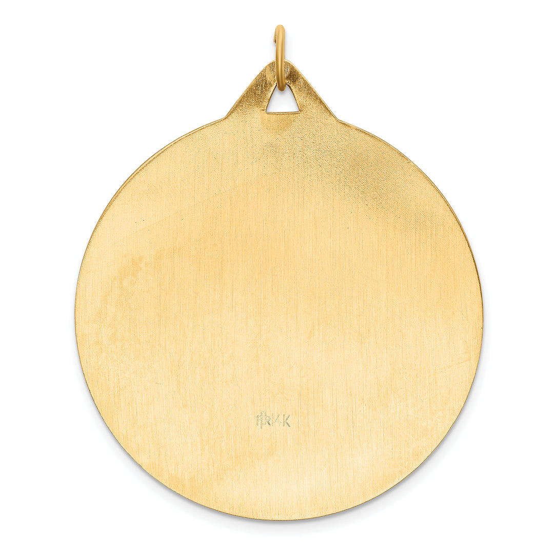 14k Solid Polished/Satin Extra Large Round St. Christopher Medal