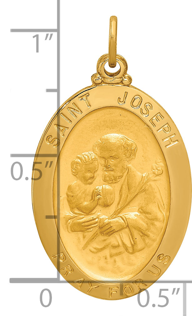 14k Solid Polished/Satin Oval St. Joseph Medal