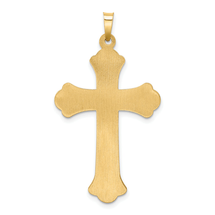 14k Two-tone Hollow Polished Woven Fleur de Lis Crucifix