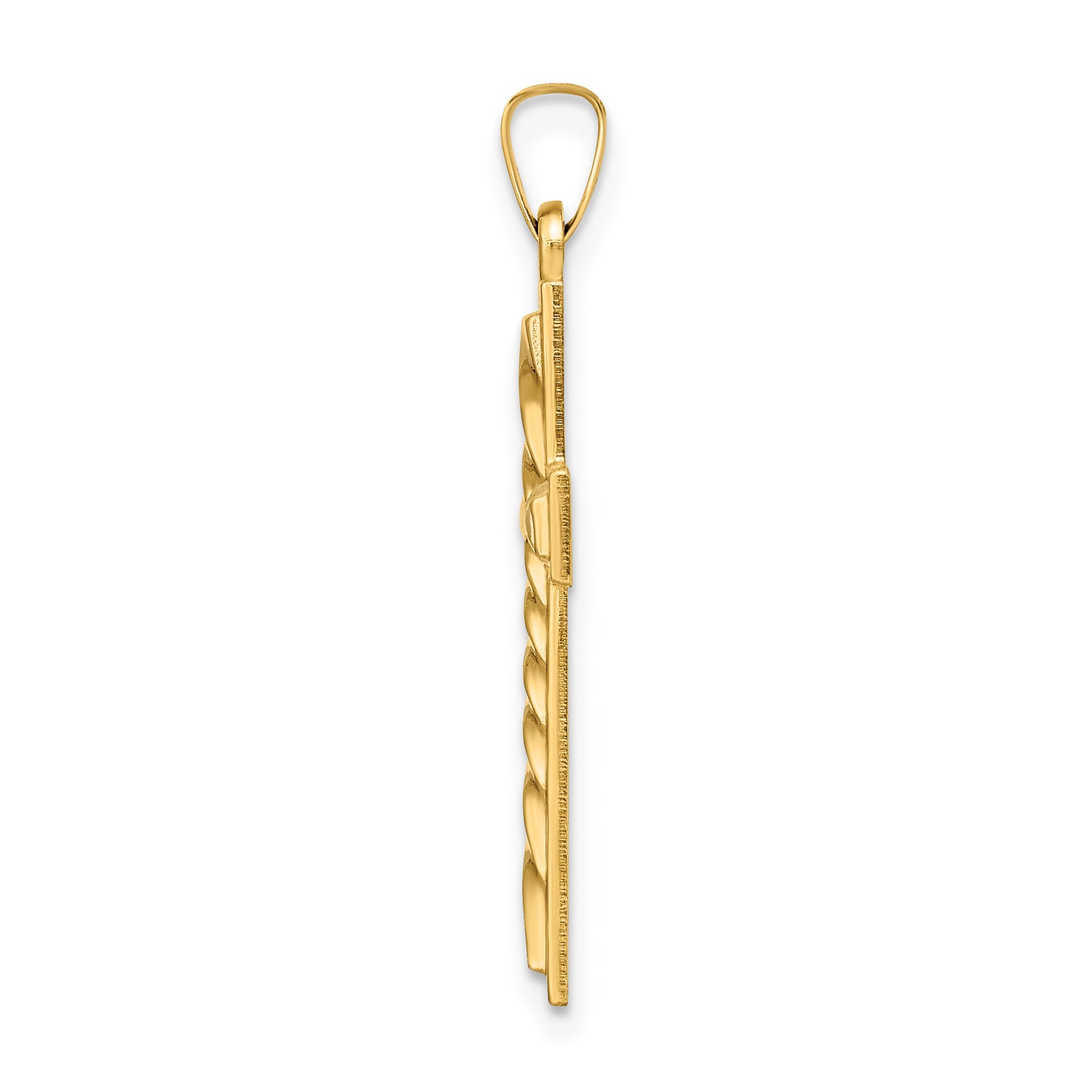 14k Polished and Twisted Hollow Cross Pendant