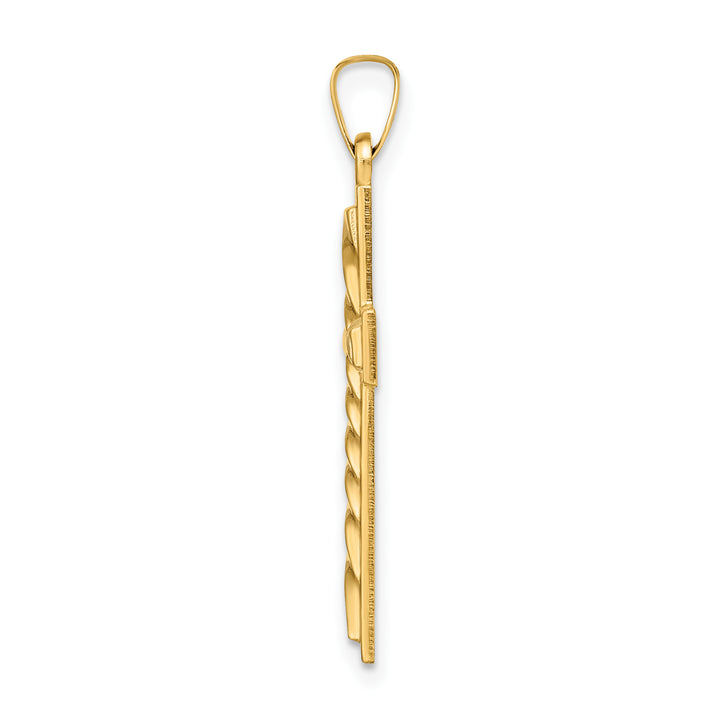 14k Polished and Twisted Hollow Cross Pendant