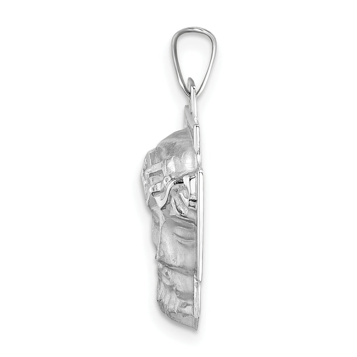 14k White Gold Polished and Satin Solid Jesus Head Pendant