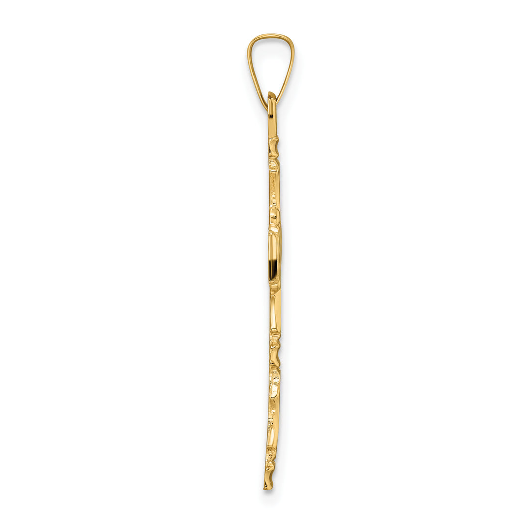 14k Polished Solid Floral Center Cross Pendant