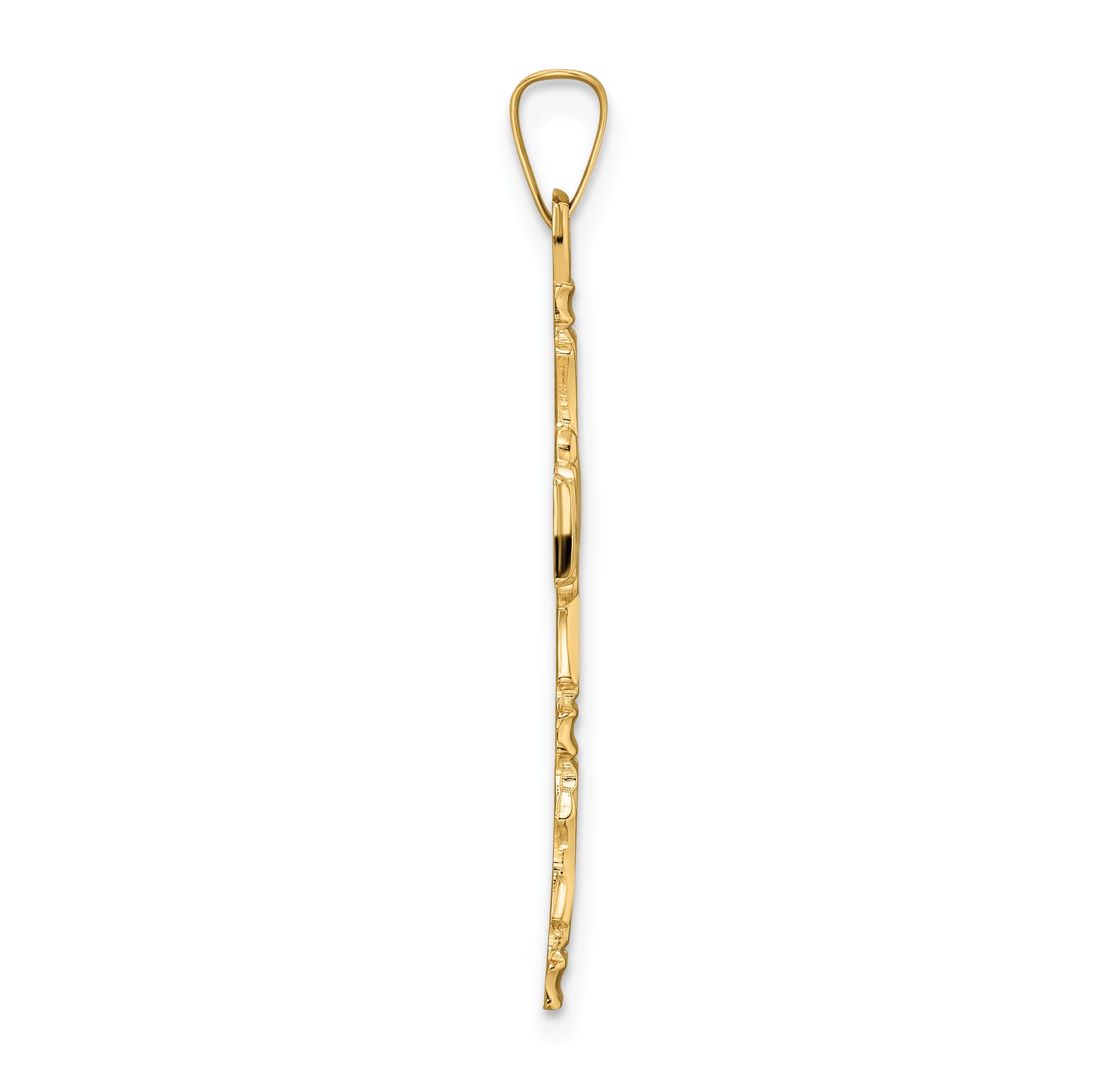 14k Polished Solid Floral Center Cross Pendant